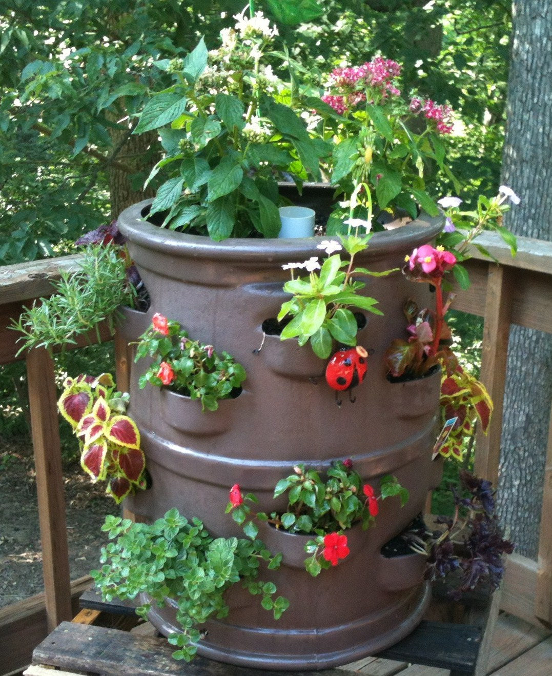 Patio Pocket Planter With Center Watering Tube "Chocolate Brown"