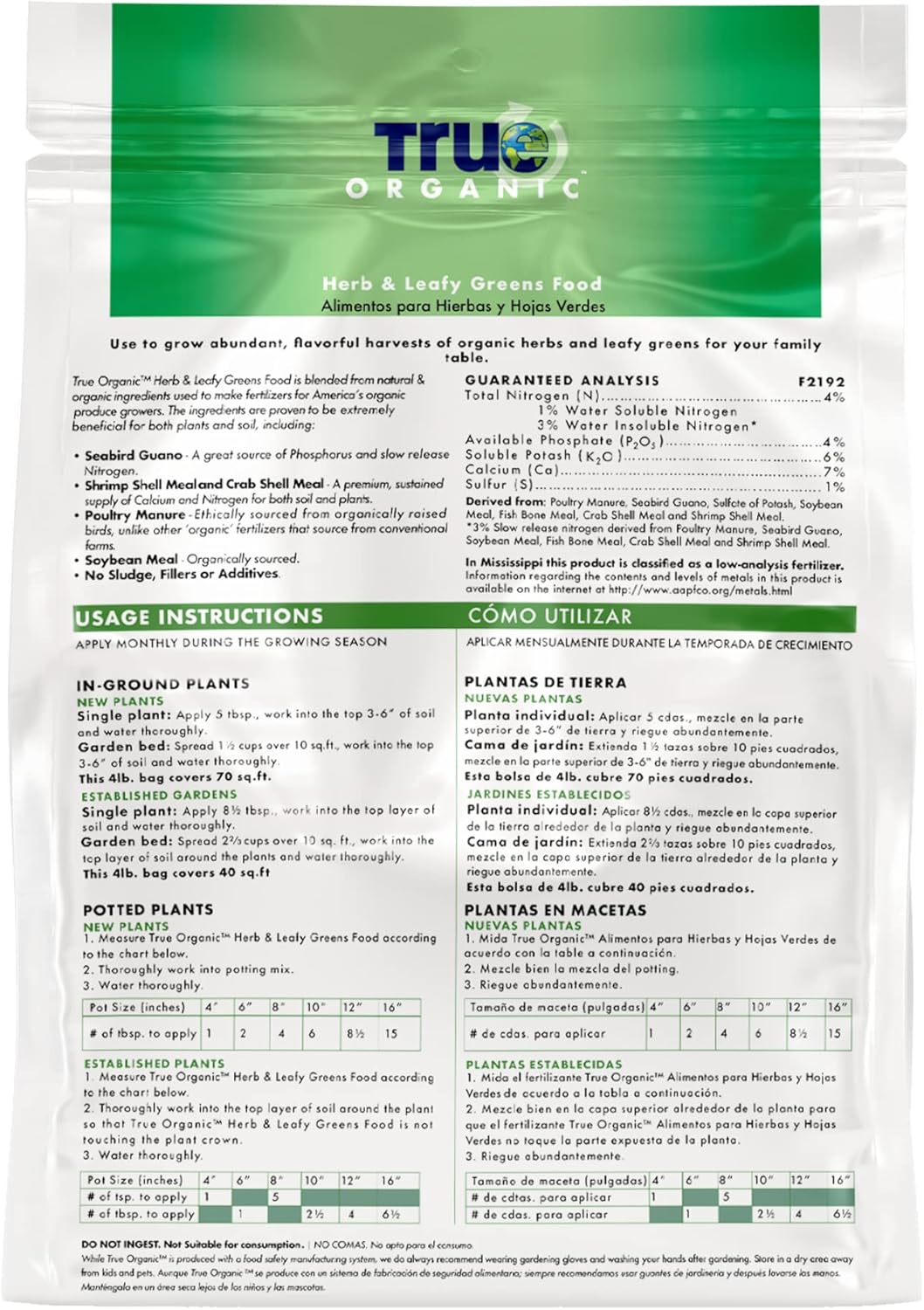 Herb & Leafy Greens Organic Plant Food - 4 lb. Bag