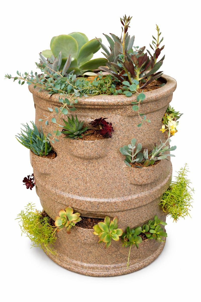 Maceta de jardín de hierbas personalizada con tubo de riego central y carrito con ruedas de 5 pulgadas