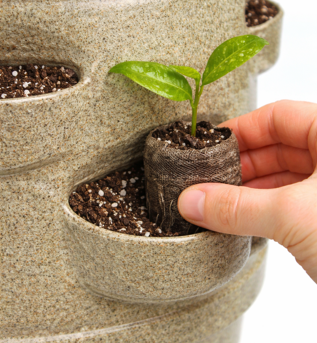 Maceta de jardín de hierbas personalizada con tubo de riego central y carrito con ruedas de 5 pulgadas